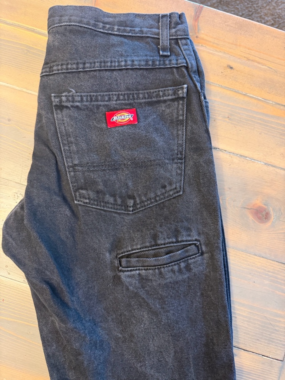 Dickies Men's Charcoal Relaxed Carpenter Jeans with Red Logo Patch 30x30